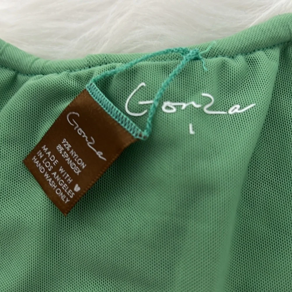 Gonza ruched Green Bikini Bottom size L NWOT - Picture 6 of 7